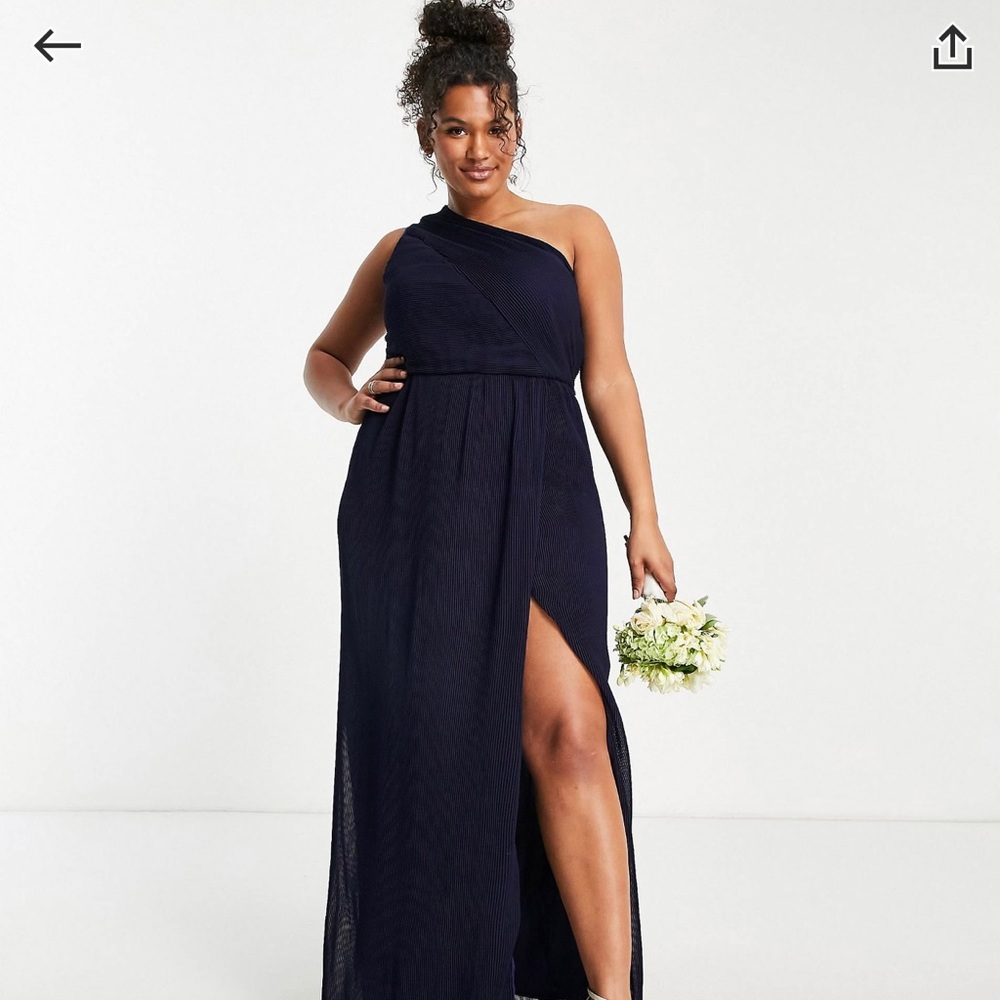 Navy Yaura Plus Bridesmaid dress. One shoulder maxi dress. Size 14 & 16